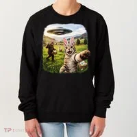 Funny Cat Selfie Easter Bunny Bigfoot UFO Women's Sweatshirt thumb 0