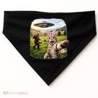 Funny Cat Selfie Easter Bunny Bigfoot UFO USA-Made Doggie Bandana thumb 0