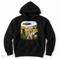 Funny Cat Selfie Easter Bunny Bigfoot UFO Hoodie thumb 0