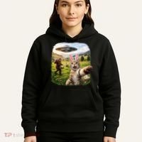 Funny Cat Selfie Easter Bunny Bigfoot UFO Hoodie thumb 5