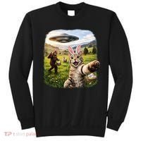 Funny Cat Selfie Easter Bunny Bigfoot UFO Sweatshirt thumb 0