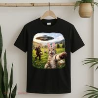 Funny Cat Selfie Easter Bunny Bigfoot UFO T-Shirt thumb 2