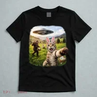 Funny Cat Selfie Easter Bunny Bigfoot UFO T-Shirt thumb 5