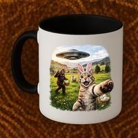 Funny Cat Selfie Easter Bunny Bigfoot UFO Coffee Mug thumb 2