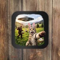Funny Cat Selfie Easter Bunny Bigfoot UFO Coaster thumb 0