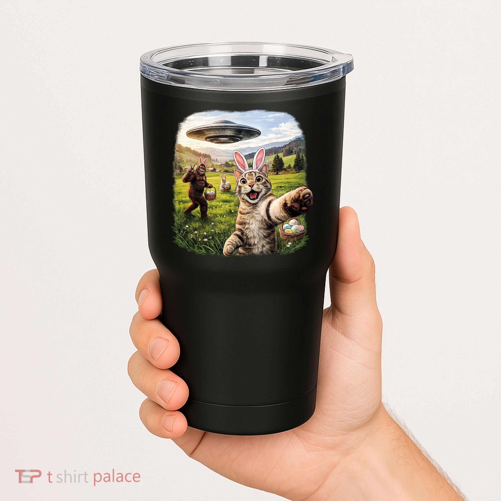Funny Cat Selfie Easter Bunny Bigfoot UFO Tumbler