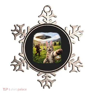 Funny Cat Selfie Easter Bunny Bigfoot UFO Ornament