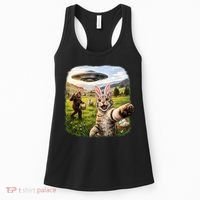 Funny Cat Selfie Easter Bunny Bigfoot UFO Women's Tank Top thumb 0
