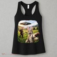 Funny Cat Selfie Easter Bunny Bigfoot UFO Women's Tank Top thumb 3