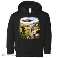 Funny Cat Selfie Easter Bunny Bigfoot UFO Toddler Hoodie thumb 0