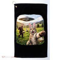 Funny Cat Selfie Easter Bunny Bigfoot UFO Golf Towel thumb 0