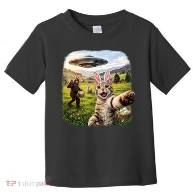 Funny Cat Selfie Easter Bunny Bigfoot UFO Toddler T-Shirt