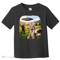 Funny Cat Selfie Easter Bunny Bigfoot UFO Toddler T-Shirt thumb 0