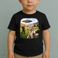 Funny Cat Selfie Easter Bunny Bigfoot UFO Toddler T-Shirt thumb 2