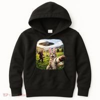 Funny Cat Selfie Easter Bunny Bigfoot UFO Kids Hoodie thumb 0