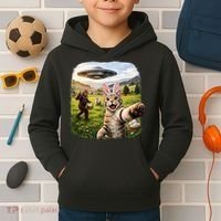 Funny Cat Selfie Easter Bunny Bigfoot UFO Kids Hoodie thumb 2