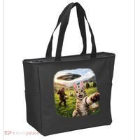 Funny Cat Selfie Easter Bunny Bigfoot UFO Tote Bag thumb 2