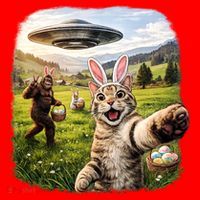Funny Cat Selfie Easter Bunny Bigfoot UFO Santa Hat thumb 1