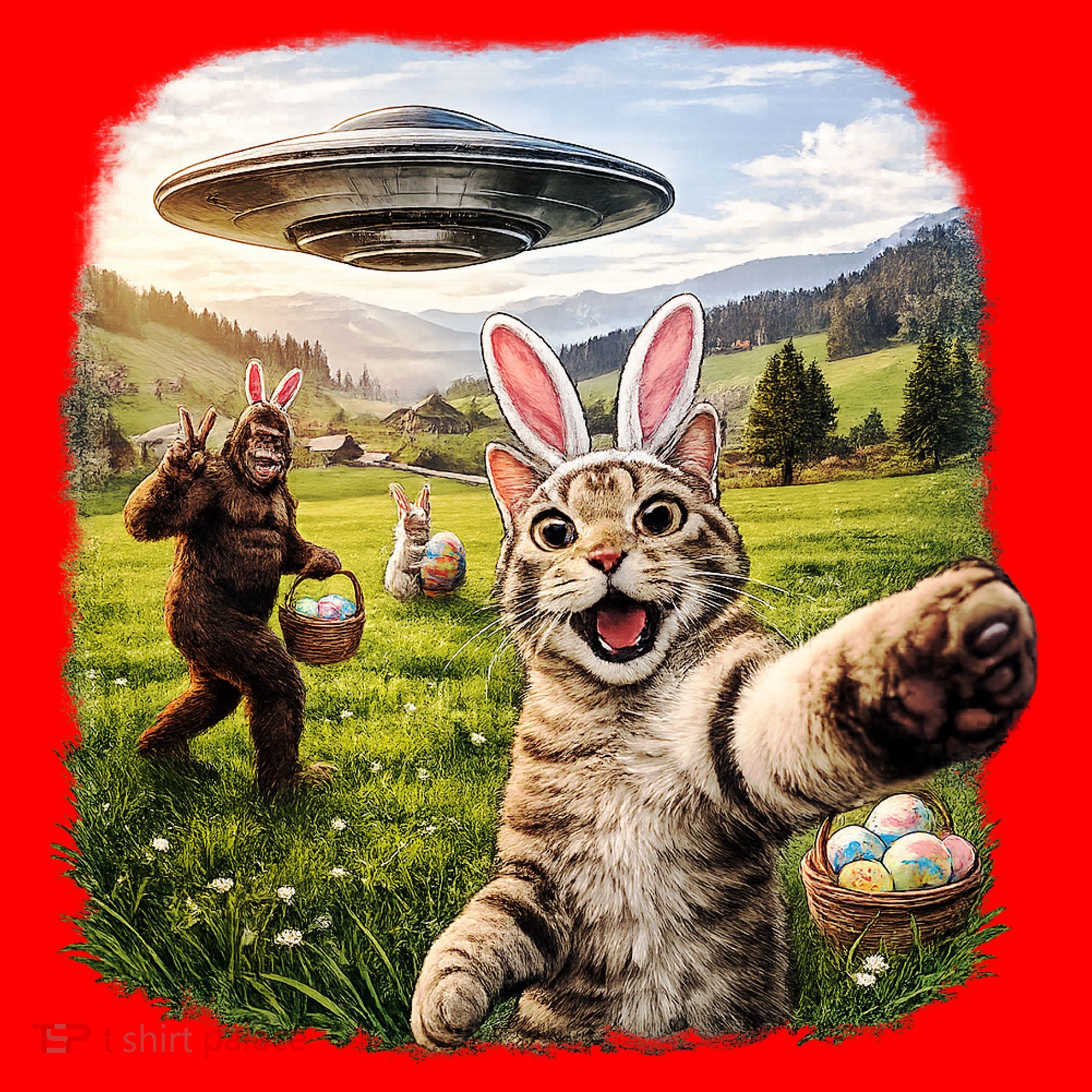 Funny Cat Selfie Easter Bunny Bigfoot UFO Santa Hat