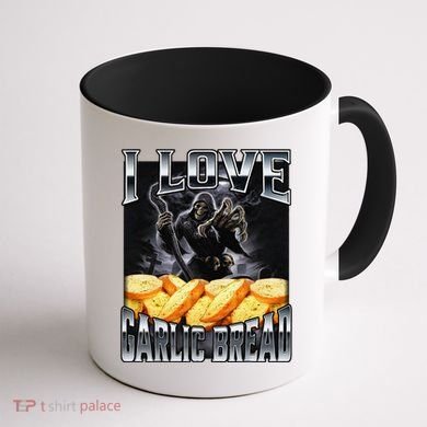 Funny Cringe Skeleton Meme I Love Garlic Bread Coffee Mug back