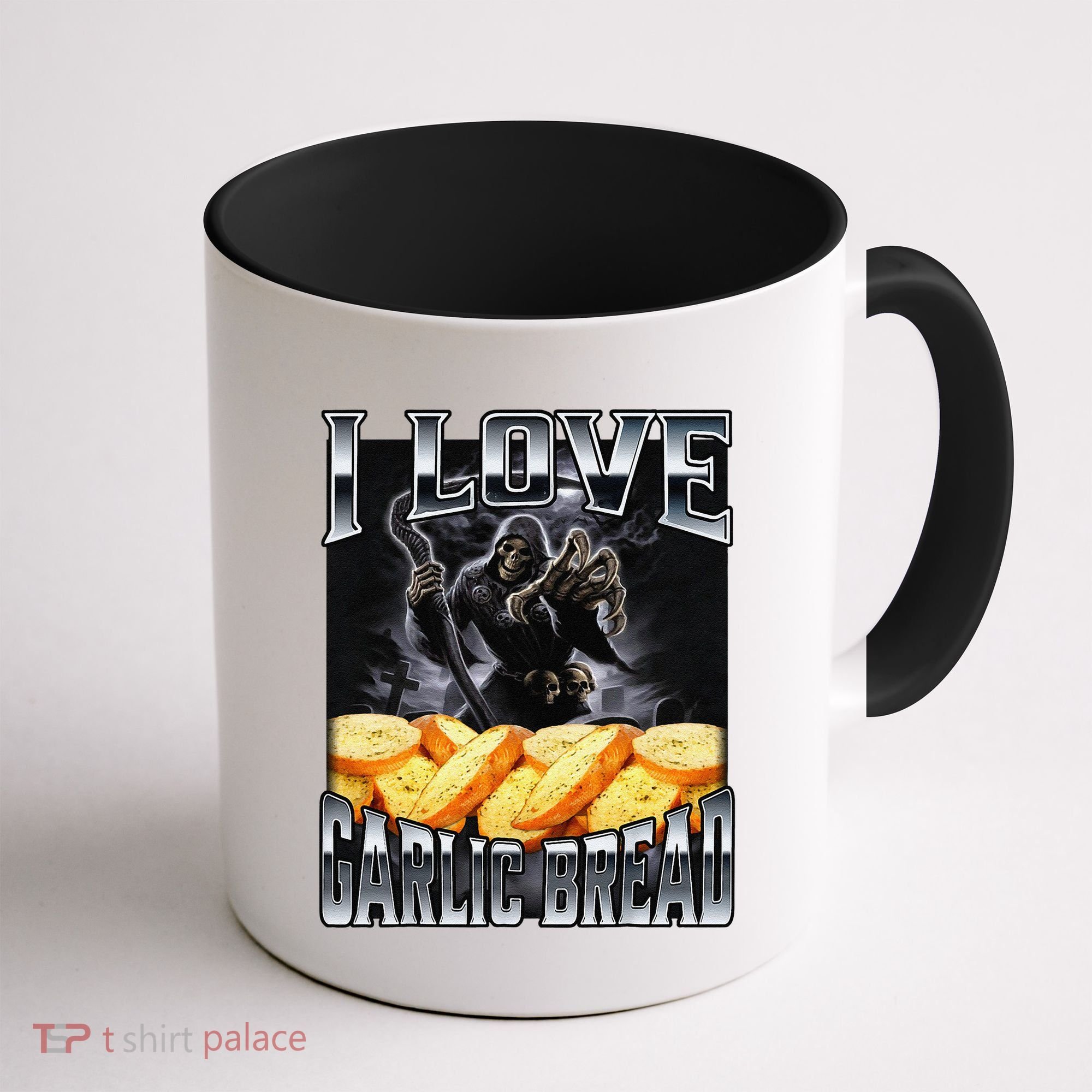 Funny Cringe Skeleton Meme I Love Garlic Bread Coffee Mug