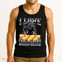 Funny Cringe Skeleton Meme I Love Garlic Bread Tank Top thumb 3