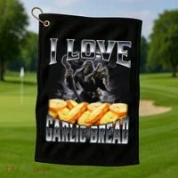 Funny Cringe Skeleton Meme I Love Garlic Bread Golf Towel thumb 1