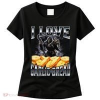 Funny Cringe Skeleton Meme I Love Garlic Bread Women's T-Shirt thumb 0