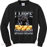 Funny Cringe Skeleton Meme I Love Garlic Bread Kids Sweatshirt thumb 0