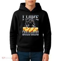 Funny Cringe Skeleton Meme I Love Garlic Bread Kids Hoodie thumb 4