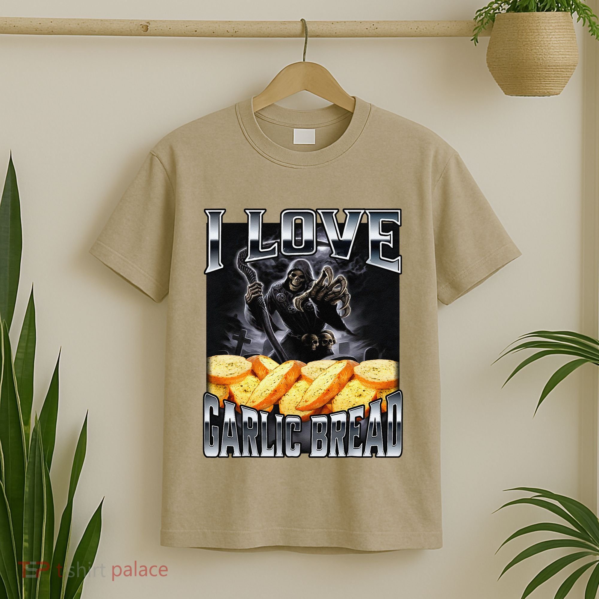 Funny Cringe Skeleton Meme I Love Garlic Bread T-Shirt
