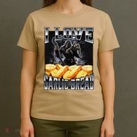Funny Cringe Skeleton Meme I Love Garlic Bread T-Shirt thumb 4