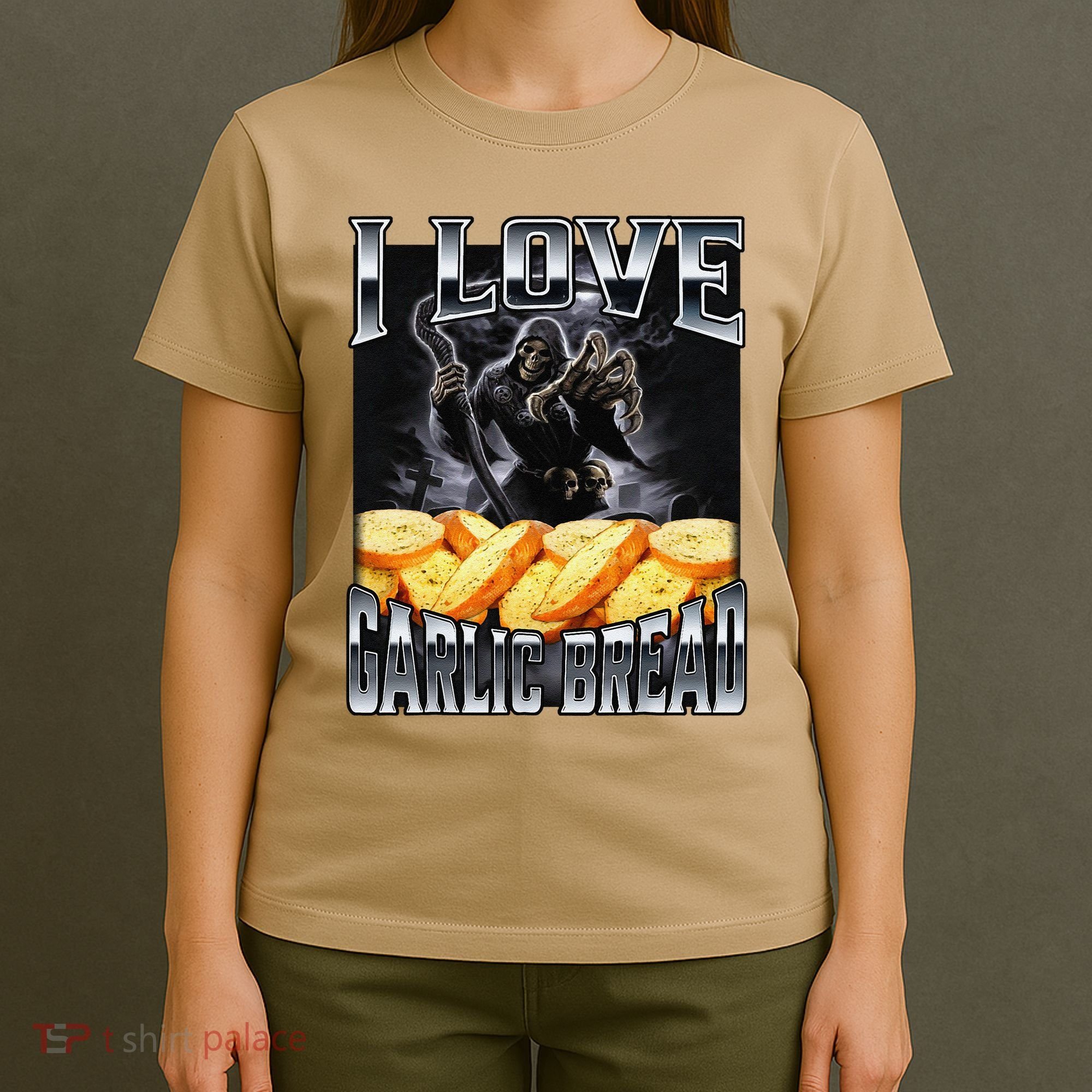 Funny Cringe Skeleton Meme I Love Garlic Bread T-Shirt