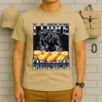 Funny Cringe Skeleton Meme I Love Garlic Bread T-Shirt thumb 6