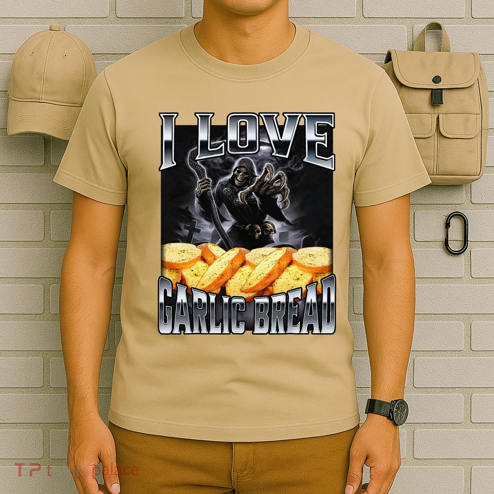 Funny Cringe Skeleton Meme I Love Garlic Bread T-Shirt