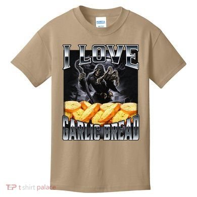 Funny Cringe Skeleton Meme I Love Garlic Bread Kids T-Shirt