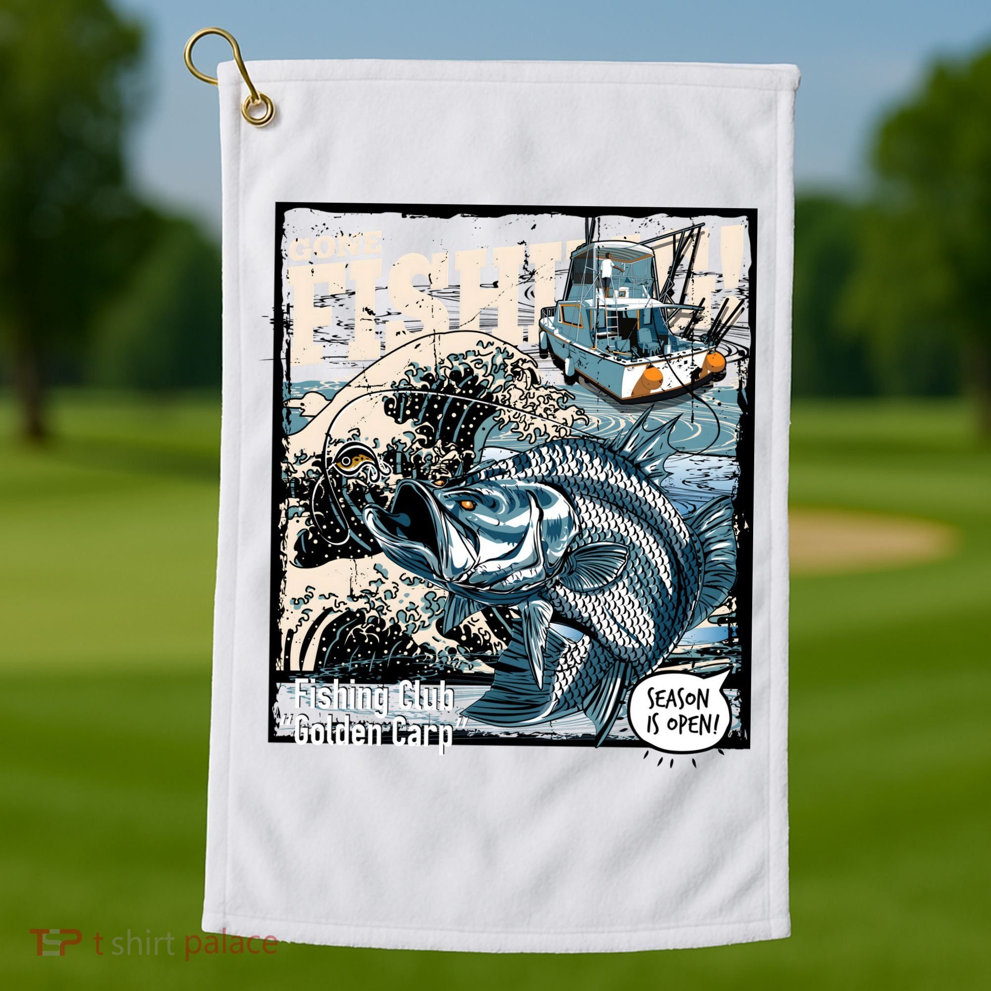 Fishing Club Season Open Golf Towel