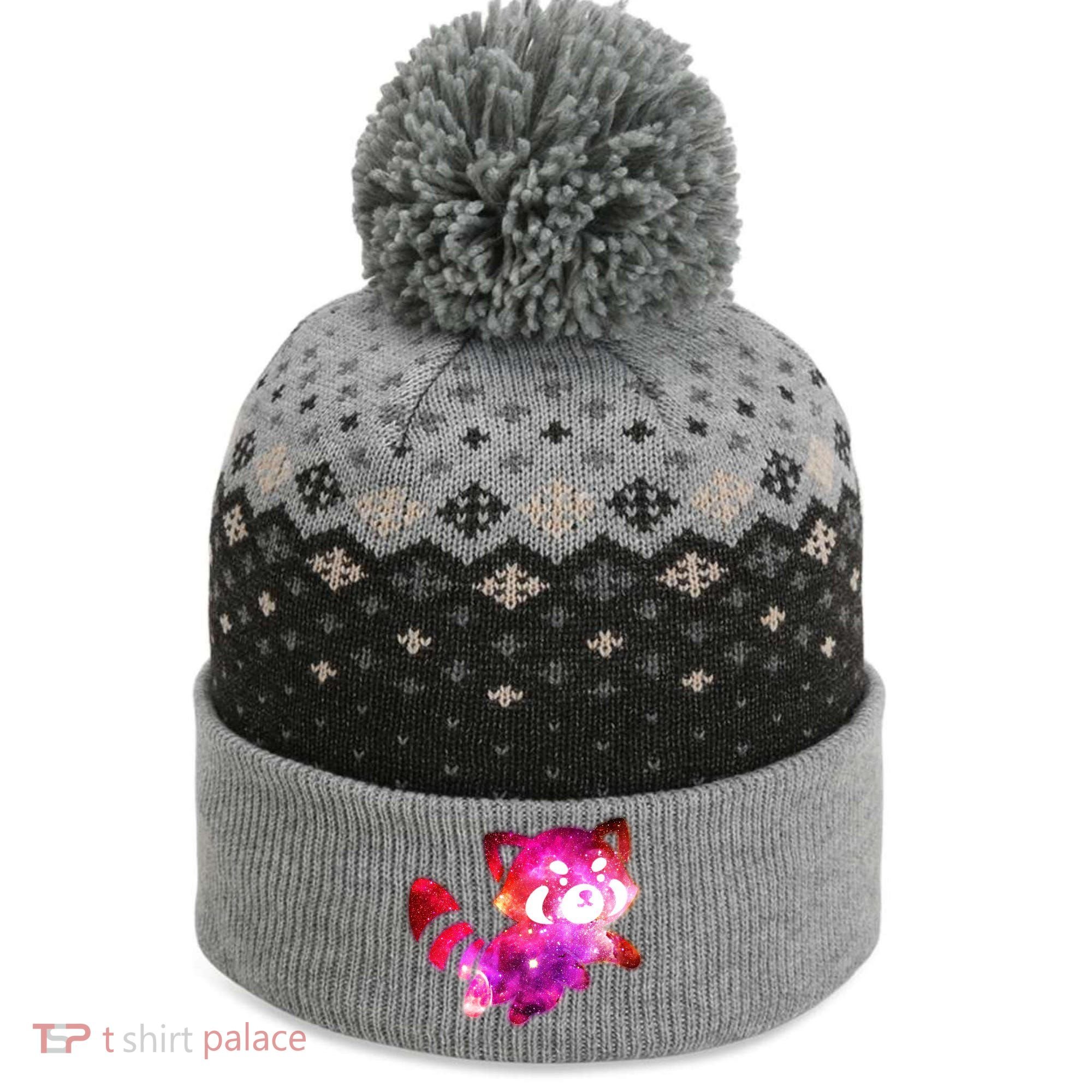 Funny Cute Space Galaxy Red Panda The Baniff Cuffed Pom Beanie