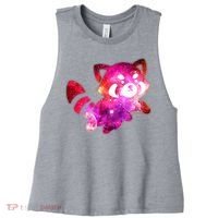 Funny Cute Space Galaxy Red Panda Women's Racerback Cropped Tank thumb 0