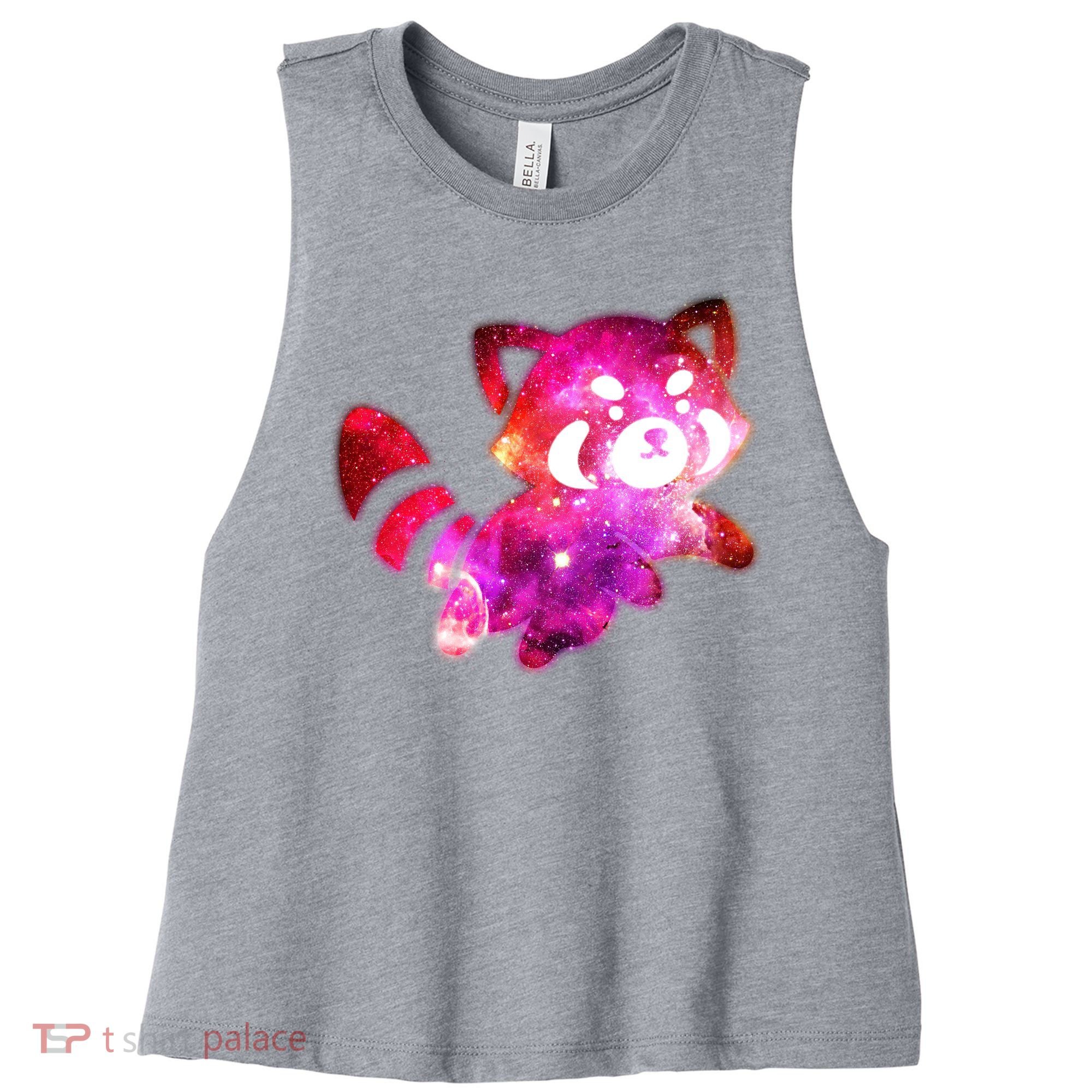 Funny Cute Space Galaxy Red Panda Women's Racerback Cropped Tank
