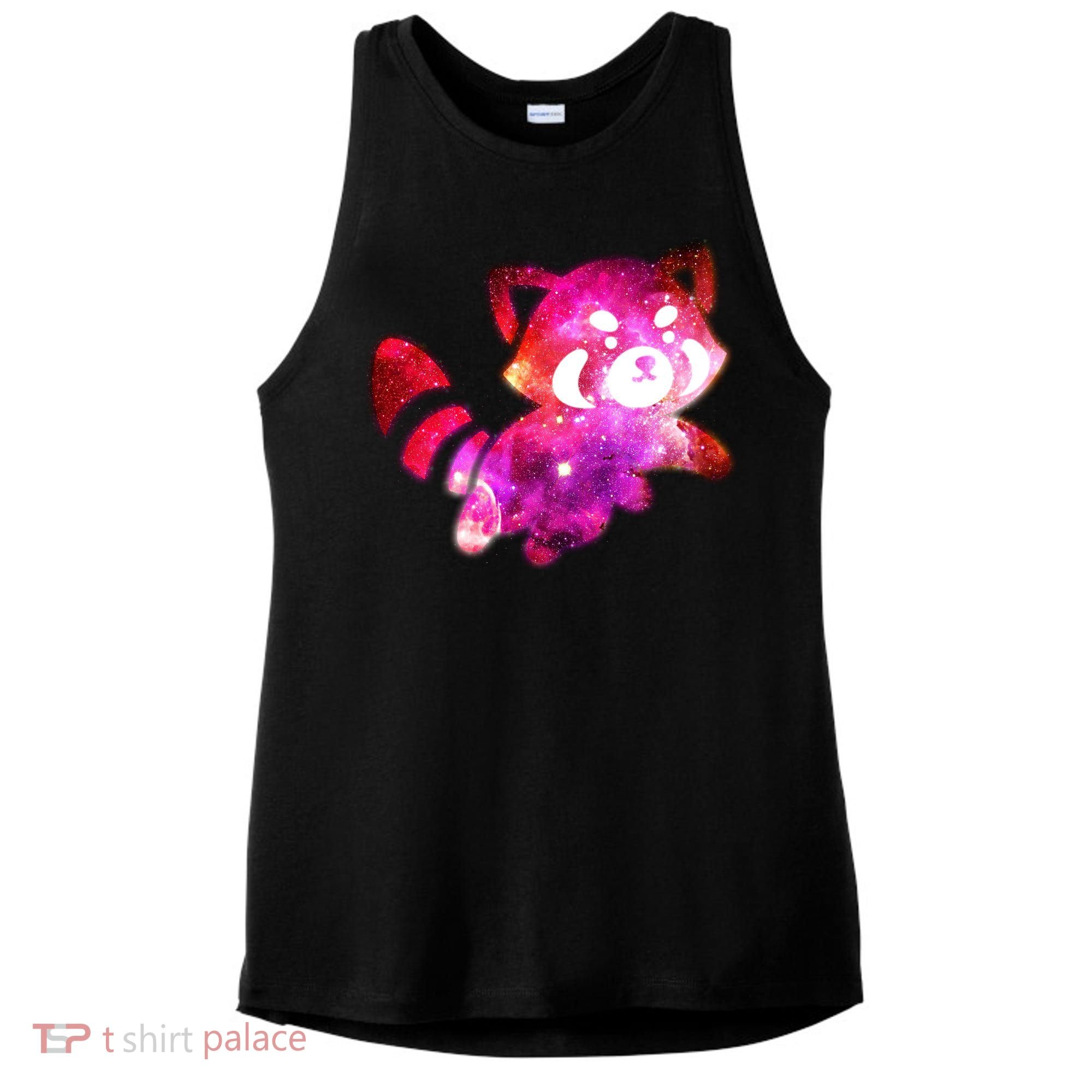 Funny Cute Space Galaxy Red Panda Ladies PosiCharge Tri-Blend Wicking Tank