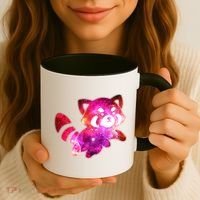 Funny Cute Space Galaxy Red Panda Coffee Mug thumb 3