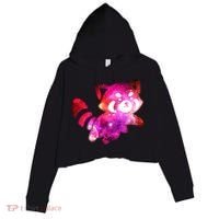 Funny Cute Space Galaxy Red Panda Crop Fleece Hoodie thumb 0