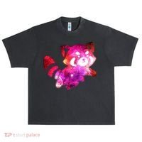 Funny Cute Space Galaxy Red Panda Urban Oversized Heavyweight T-Shirt thumb 0
