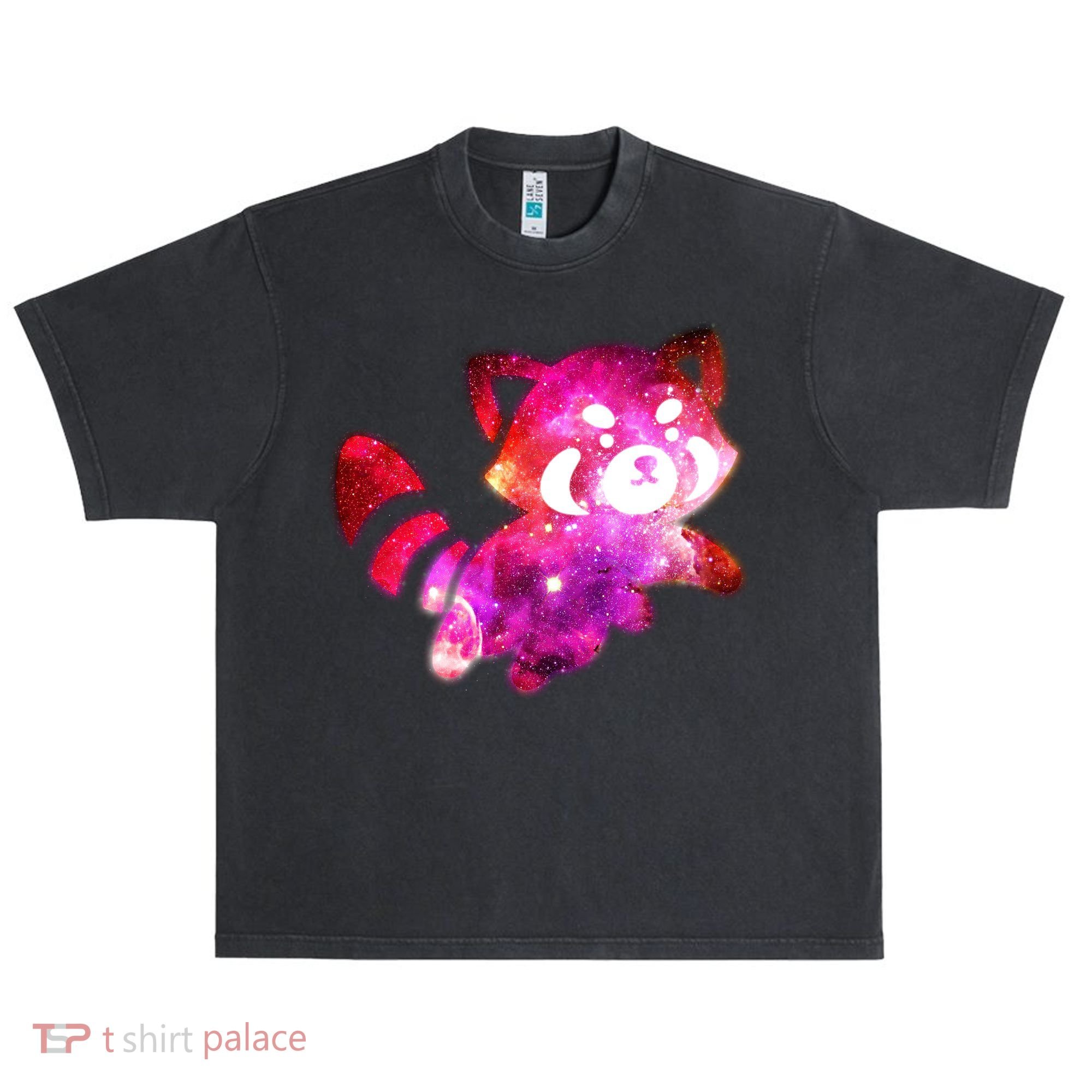 Funny Cute Space Galaxy Red Panda Urban Oversized Heavyweight T-Shirt
