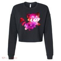 Funny Cute Space Galaxy Red Panda Cropped Pullover Crew thumb 0