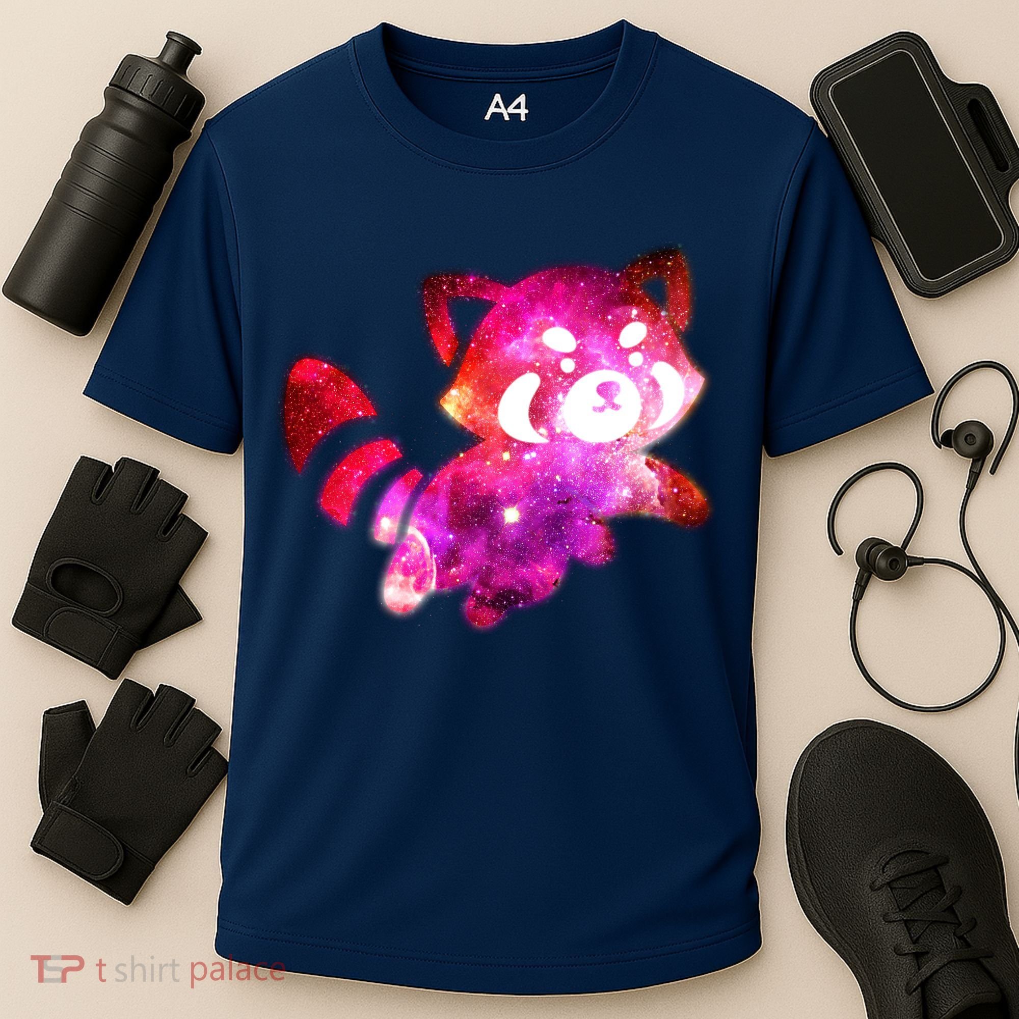 Funny Cute Space Galaxy Red Panda Cooling Performance Crew T-Shirt