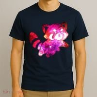 Funny Cute Space Galaxy Red Panda T-Shirt thumb 3