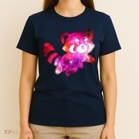 Funny Cute Space Galaxy Red Panda T-Shirt thumb 4