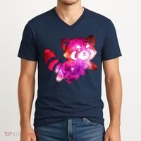 Funny Cute Space Galaxy Red Panda V-Neck T-Shirt thumb 2